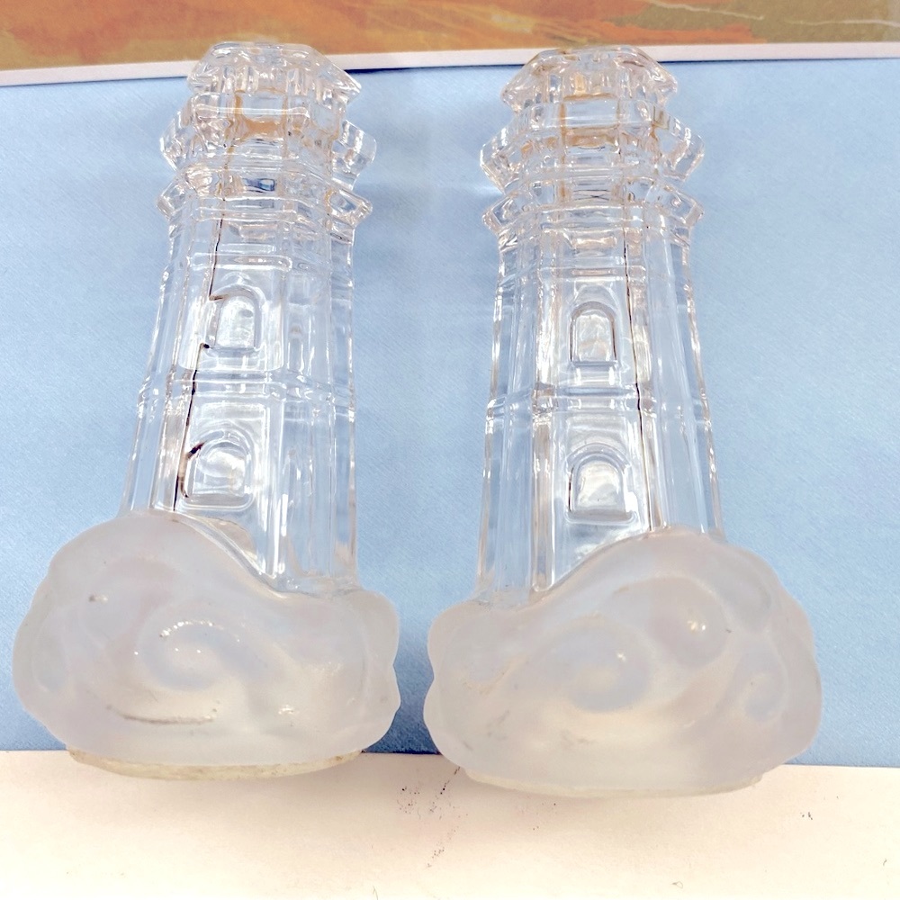 Crystal Lighthouse Salt & Pepper Shakers, Vintage - Picture 3 of 6